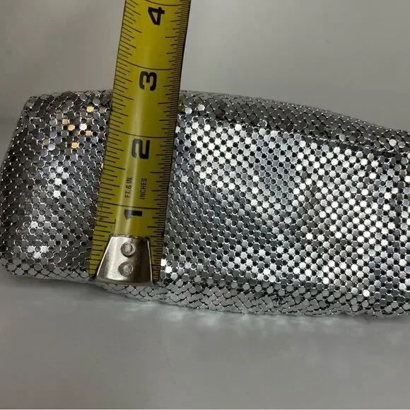 COPY - KATE LANDRY silver metallic mesh rhinestone evening purse formal event - Picture 3 of 15